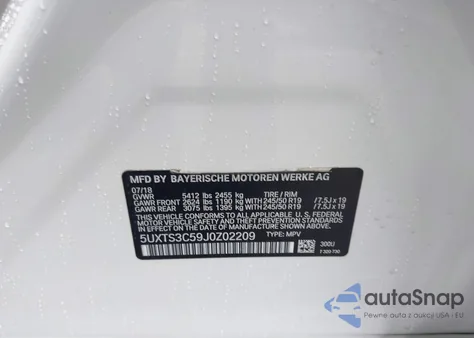 2018 BMW X3 xDrive30I из США, поврежденный, VIN 5UXTS3C59J0Z02209